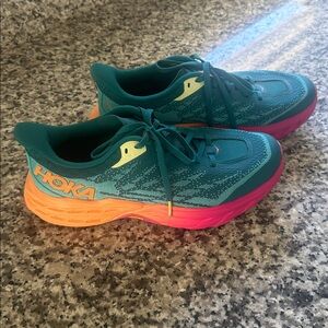 Hoka Teal and Pink Athletic Shoes